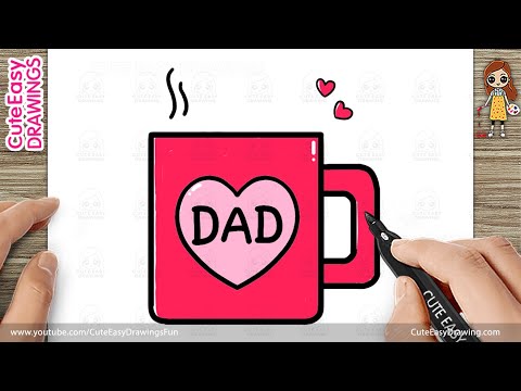 How to Draw a Cute Father’s Day Coffee Mug – Step-by-Step Drawing Tutorial for Kids ☕❤️👔
