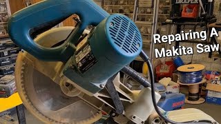 How to replace the lock pin and fix the linkage arm for the guard on a Makita LS1013 Miter Saw.