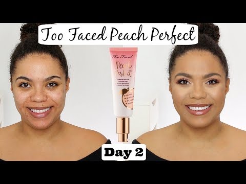 Too Faced Peach Perfect Foundation Review (oily skin/scarring) 12 Days of Foundation Day 2 Video