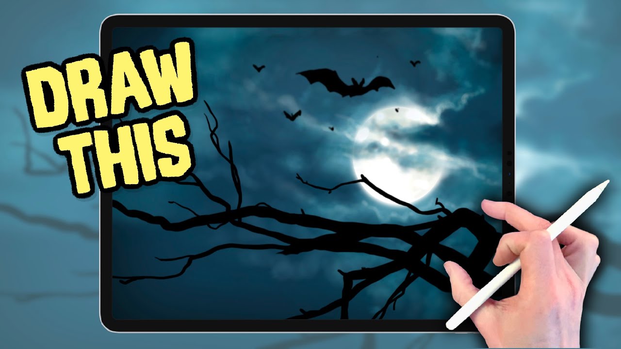 IPAD PAINTING MADE EASY - Spooky Halloween Moon Procreate tutorial