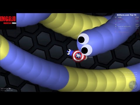 Slither.io-Captain America New Skin Snake vs 1 Giant legendary snake(trolling & Funny Moments)