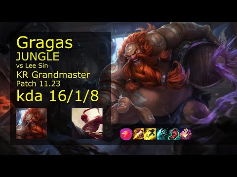 Gragas Jungle vs Lee Sin - KR Grandmaster 16/1/8 Patch 11.23 Gameplay // [롤] 그라가스 vs 리 신 정글