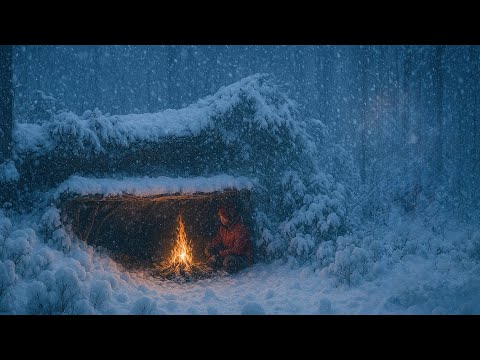 Winter Survival Camping in a CRAZY Blizzard | 2 Days Alone -20°C – Just Fire