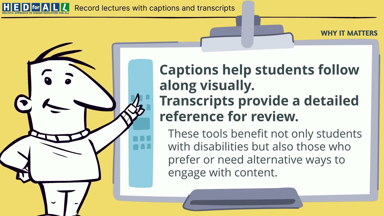 HEDforALL Project [EN] Scenario 4 - Record lectures with captions and transcript