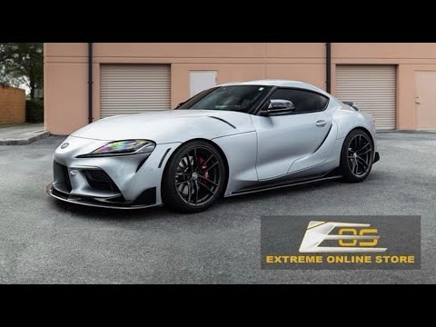 Extreme Online Store | Toyota Supra Carbon Fiber Splitter, Side Skirts and Hood Vents Installation