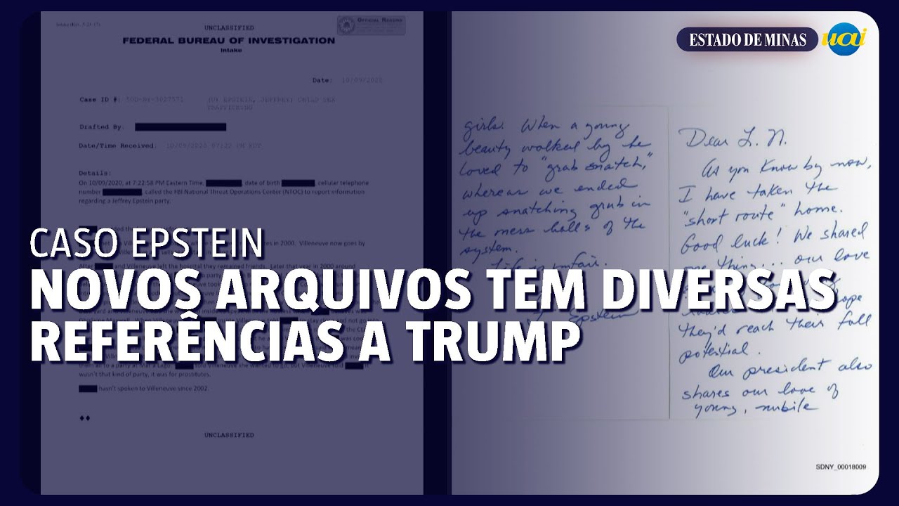 Novos arquivos do caso Epstein contêm múltiplas referências a Trump