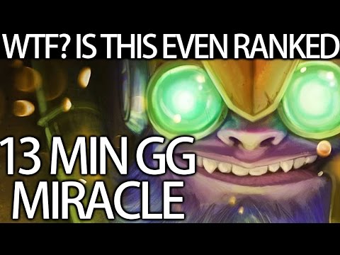 WTF 13Min GG Pro Tinker by Miracle - Enemy Auto Gave Up RANKED GAME