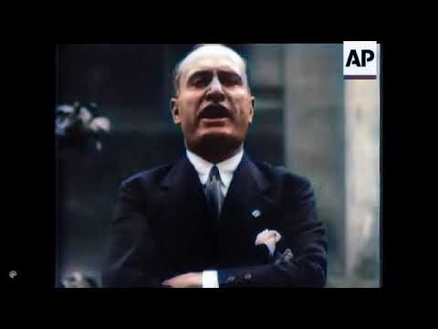 Mussolini Speaking English (Colourised by AI)