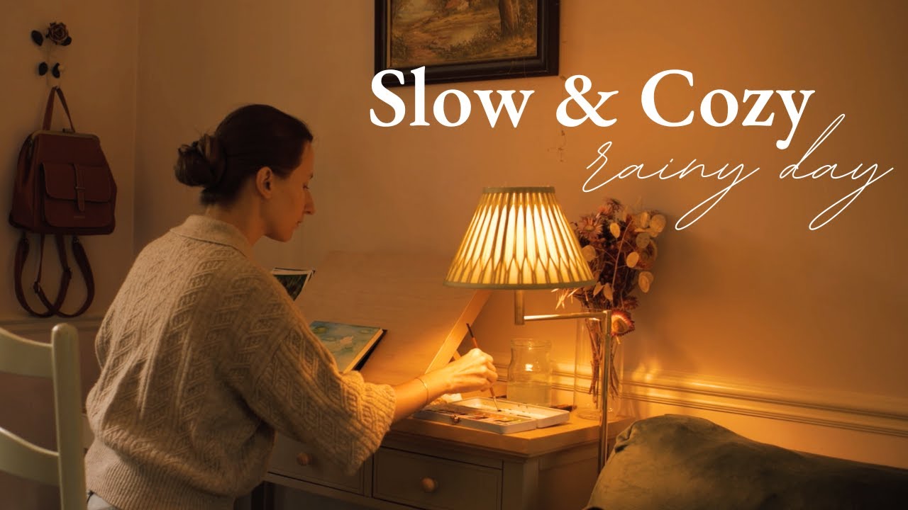 Slow & Cozy Rainy Day in the English Countryside | Day In Life Of A Beginner Artist | Paint With Me