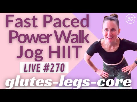 LIVE #270➡ 5000 Step Walk At Home  ➡Fast Paced Power WALK- Jog Cardio HIIT➡ Glutes/Legs/Core Sculpt