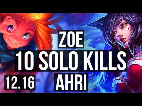 ZOE vs AHRI (MID) | 10 solo kills, Legendary, 65% winrate, 21/4/5 | KR Master | 12.16