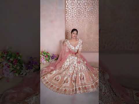 Vardan Ethnic Whimiscal White Imperial Patterned Bridal Lehenga – product video thumbnail