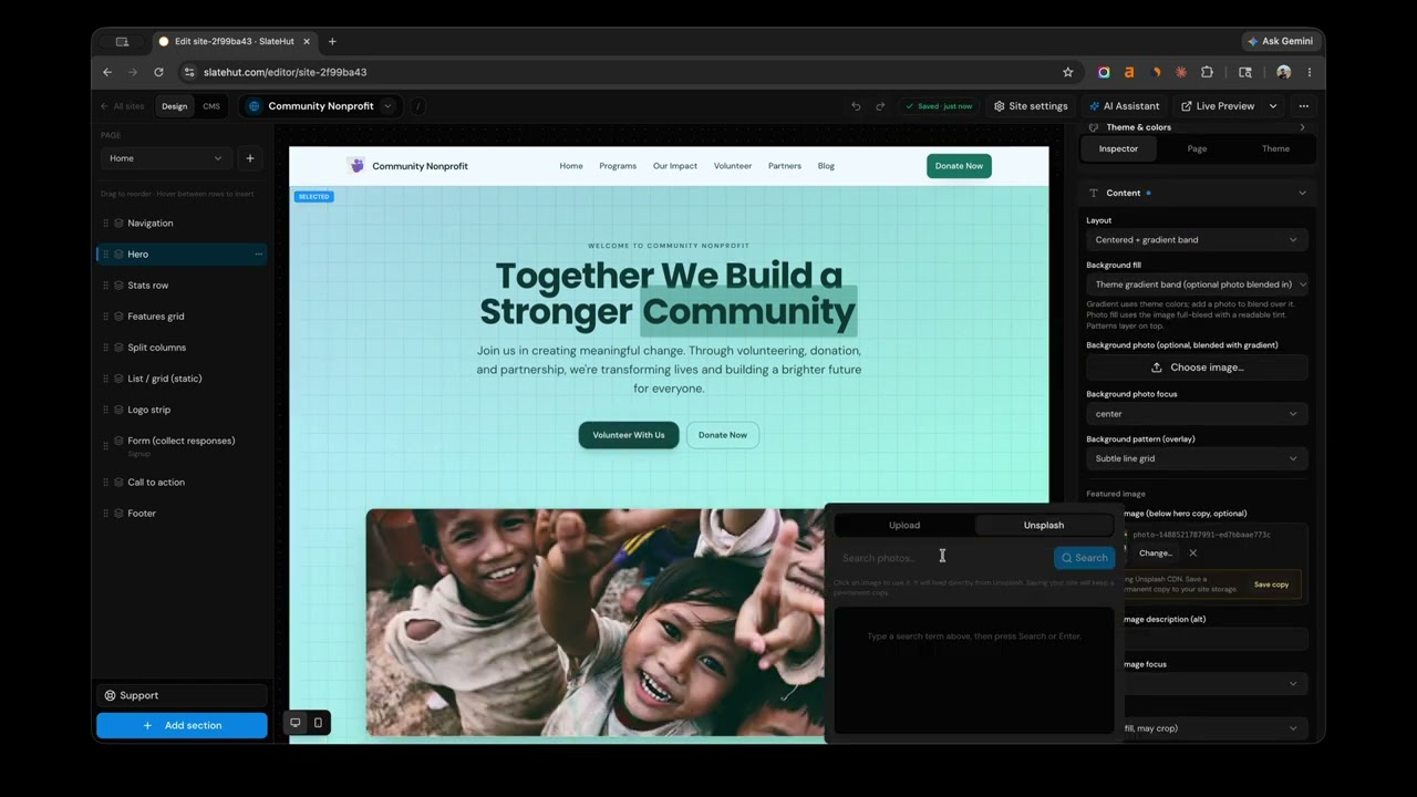 Building website with AI using Slatehut.com