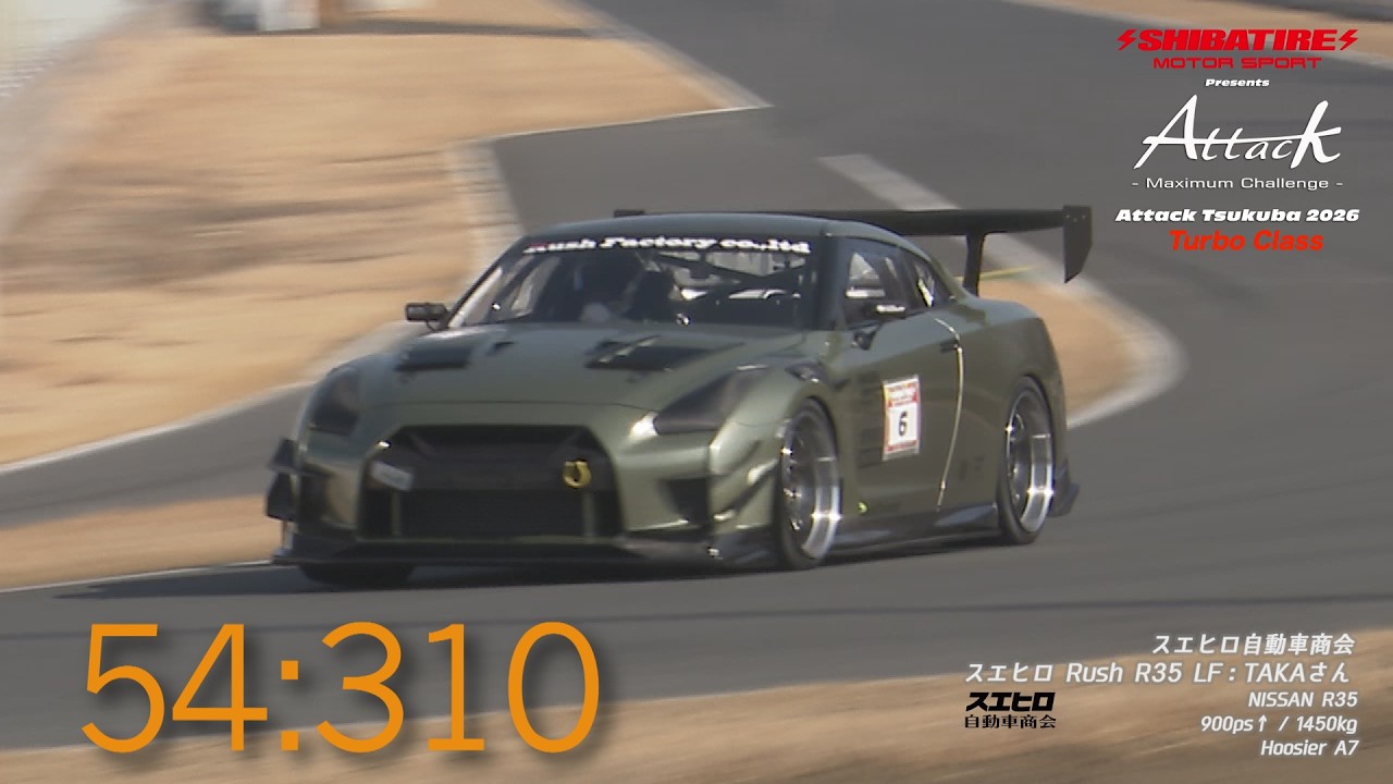 Shibatire presents Attack Tsukuba 2026：スエヒロ Rush R35 LF/TAKAさん[NISSAN R35]