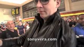 Marilyn Manson having some fun with a fan at LAX