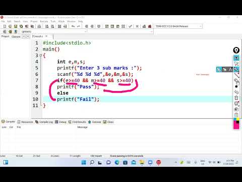 15. Write a C program to find result of a student for 3 subjects | Logical Operator practical ex: 1