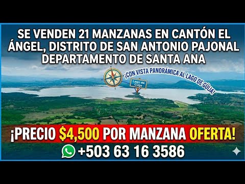 Se venden 21 manzanas en canton El Angel, distrito de San Antonio Pajonal, departamento de Santa Ana