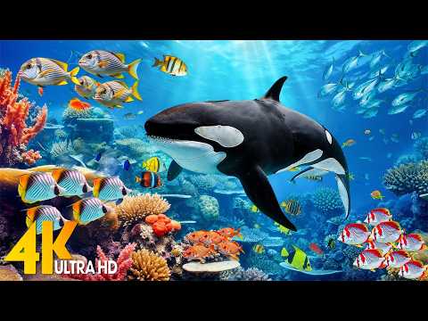 Under Red Sea 4K - Beautiful Coral Reef Fish in Aquarium, Sleep Meditation Music - 4K Video UHD #7