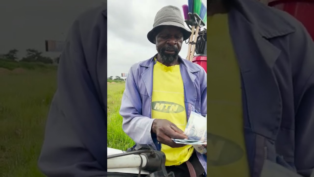 Man on a bicycle selling didn't have R10 change and gets shocked by this