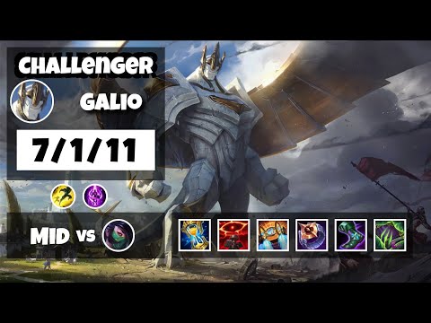 Galio vs Akali Mid 11.13 Challenger Gameplay S11 (7/1/11) - BR
