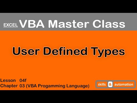 User Defined Types || Excel VBA Master Class || 3.4f