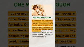 ONE WORD IS ENOUGH | English Reading & Listening Practice (A2-B1)