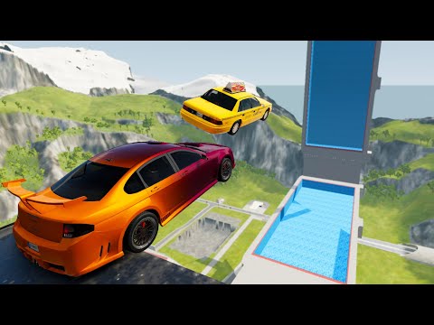 Open Bridge Jumps In Vertical Pool Or Horizontal Pool (Crash Test) - BeamNG.drive Insane Jumps