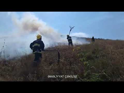 Gədəbəy rayonunun Dördlər kəndində dağlıq ərazidə yanğın baş verməsi