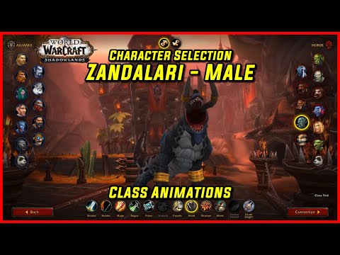 WoW Class Animations - Zandalari Troll Male - WoW Shadowlands Character Creation Screen