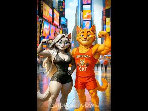 🐾💪🏻 The cat turned around and see what happened 🤯🥵 #shorts #short #cats #cat #story #ai #meow