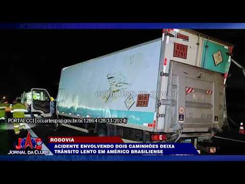 VÍDEO | Caminhões colidem e causam lentidão