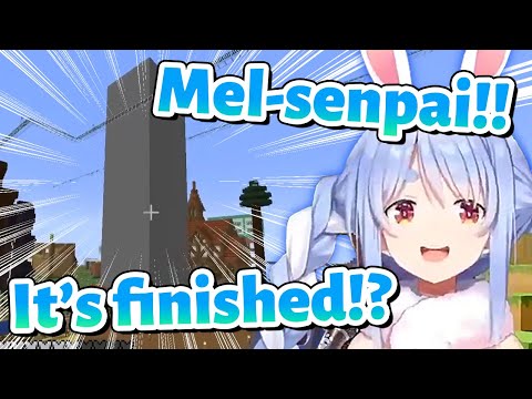 Pekora happy to see Mel's building finished 【Minecraft/Hololive Clip/EngSub】