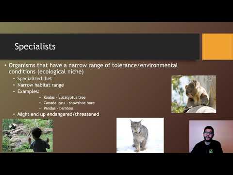 APES Topic 3.1, Generalist and Specialist Species