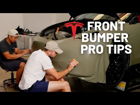 Wrapping a Model Y Front Bumper in Avery Satin Khaki Green | EP4 | TESBROS