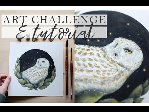 Watercolor Snowy Owl Tutorial & Art Challenge ♡ DTIYS