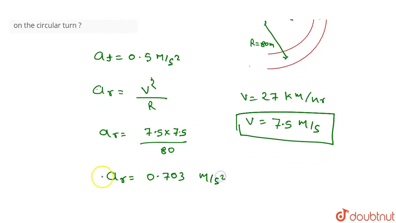 A cyclist is riding with a speed of `27 km h^(-1)`. As he approaches a circular turn on the