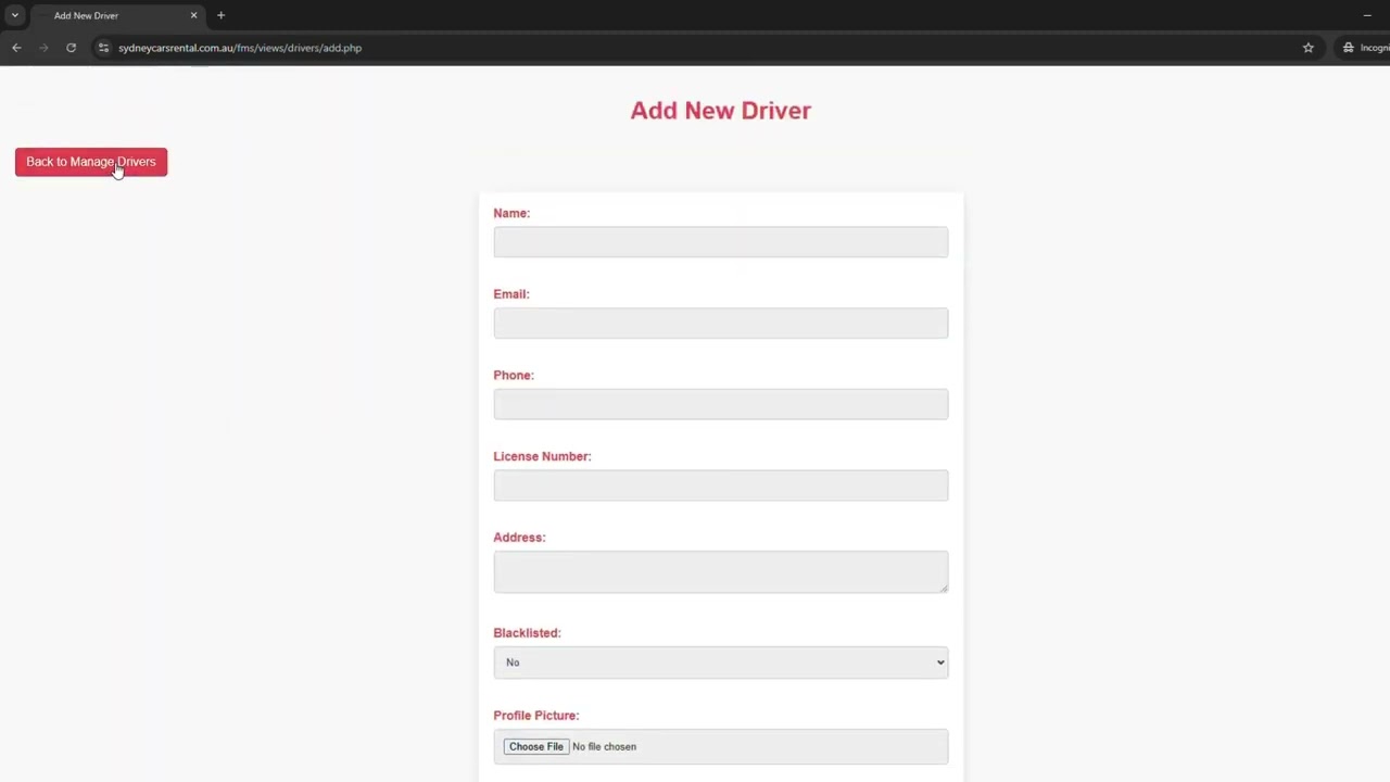 Case Study: Fleet Management System | PHP, SQL, HTML, CSS, JS Project
