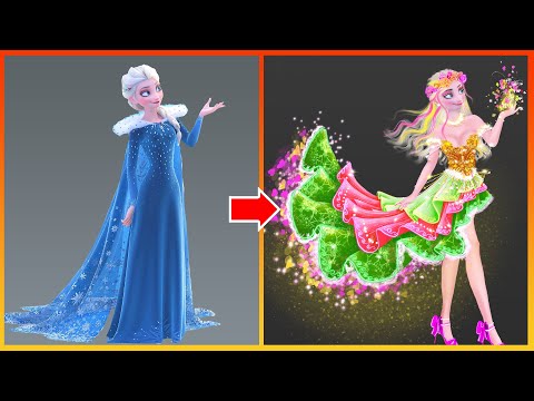 Elsa Frozen Dressed Up For Party - Disney Princesses Transformation