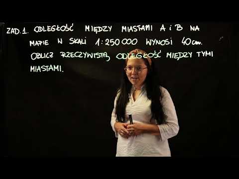 Skala mapy - Oblicz rzeczywistą odległość.