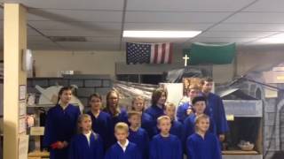 School kids singing "Onward Christian soldier