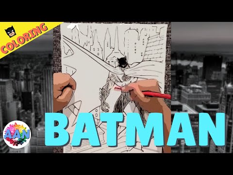 Batman Coloring Page | Black & White | By Child (6yr) | Dark Knight, Comic Style, Abstract - AAN