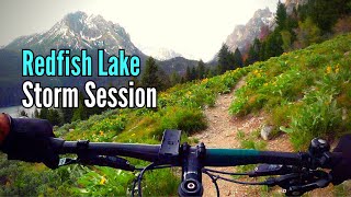 Bike adventure on Redfish Lake Loop near Stanley, ID