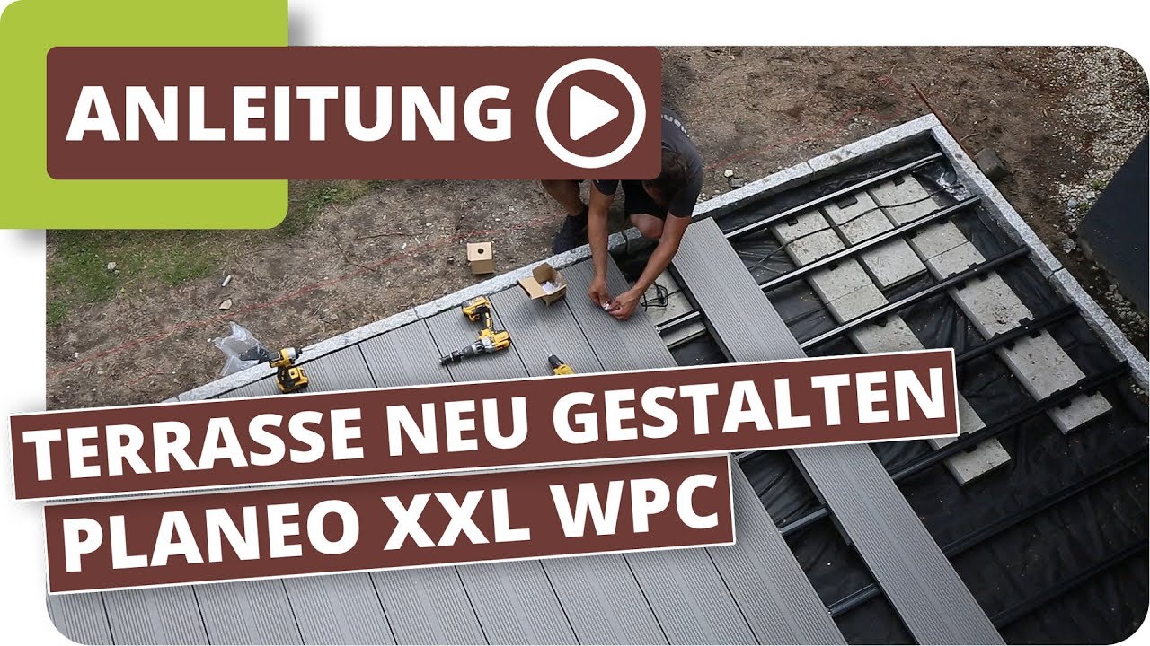 Gepflasterte Terrasse neu gestalten mit planeo XXL WPC Dielen