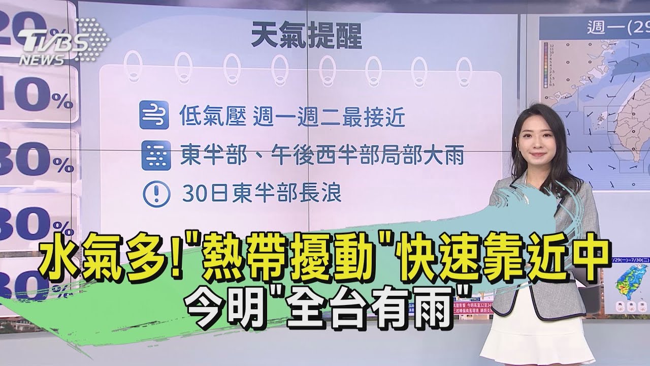 天氣/水氣多!「熱帶擾動」快速靠近中 今明「全台有雨」