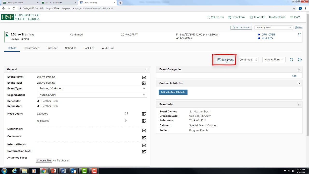 25Live: Cancel An Event