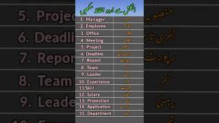 Daily use Urdu to English vocabulary