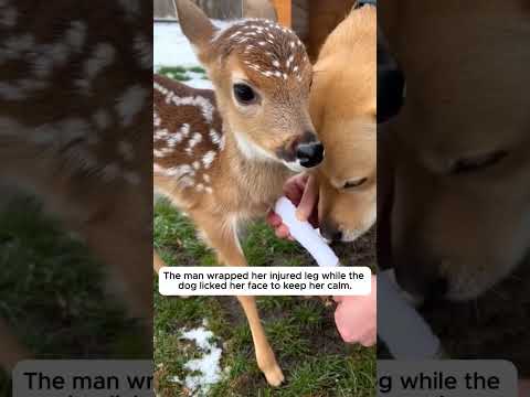 A Shivering Fawn Snuck Into His Dog House 😱 #shorts