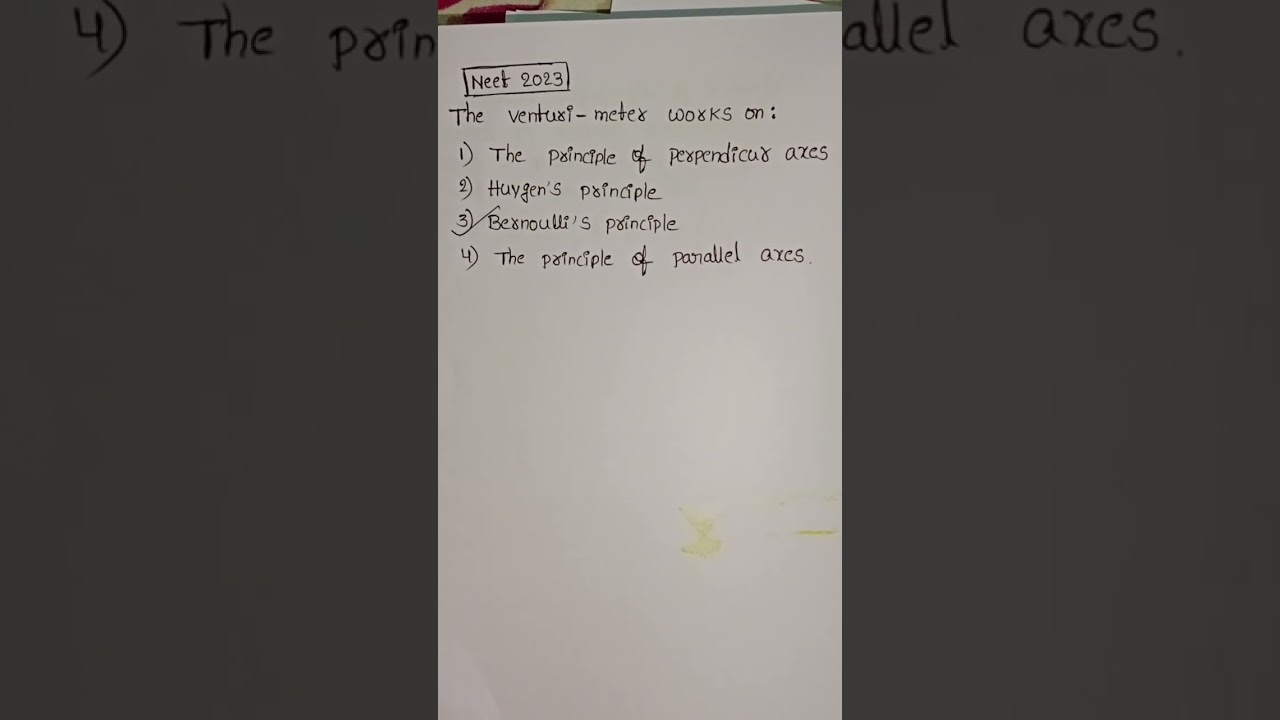 The Venturi meter works on:(neet 2023 physics question)