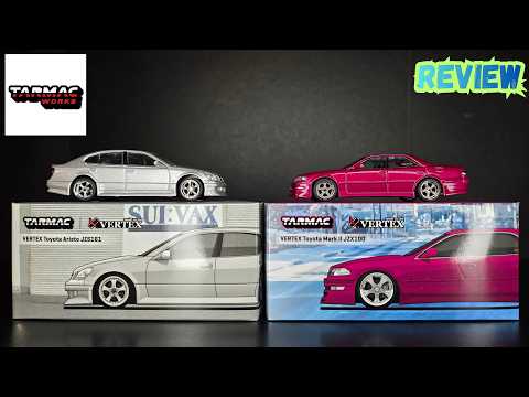 Feature Image thumbnail for the video blog Tarmac Works - Vertex Toyota Aristo JZS161 & Vertex Toyota Mark II JZX100 - REVIEW by  booster_diecast