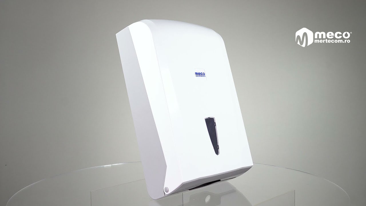 Dispenser alb prosoape hârtie MEGA 1000buc Meco K41 - video